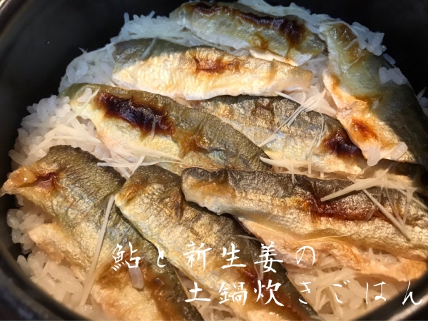 鮎と新生姜の土鍋炊きご飯